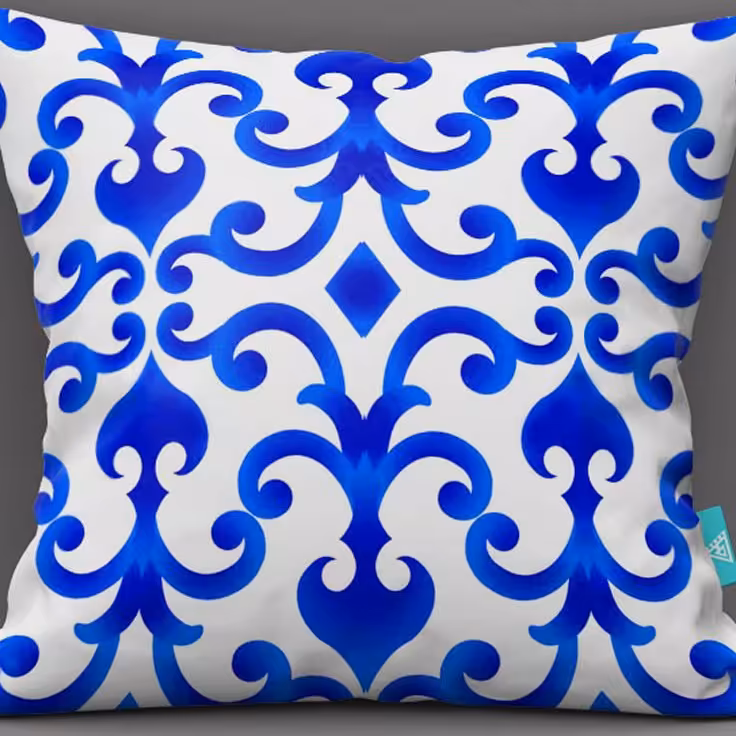 کاور کوسن مخمل 40x40 طرح قلم آبی 2 آرت مان