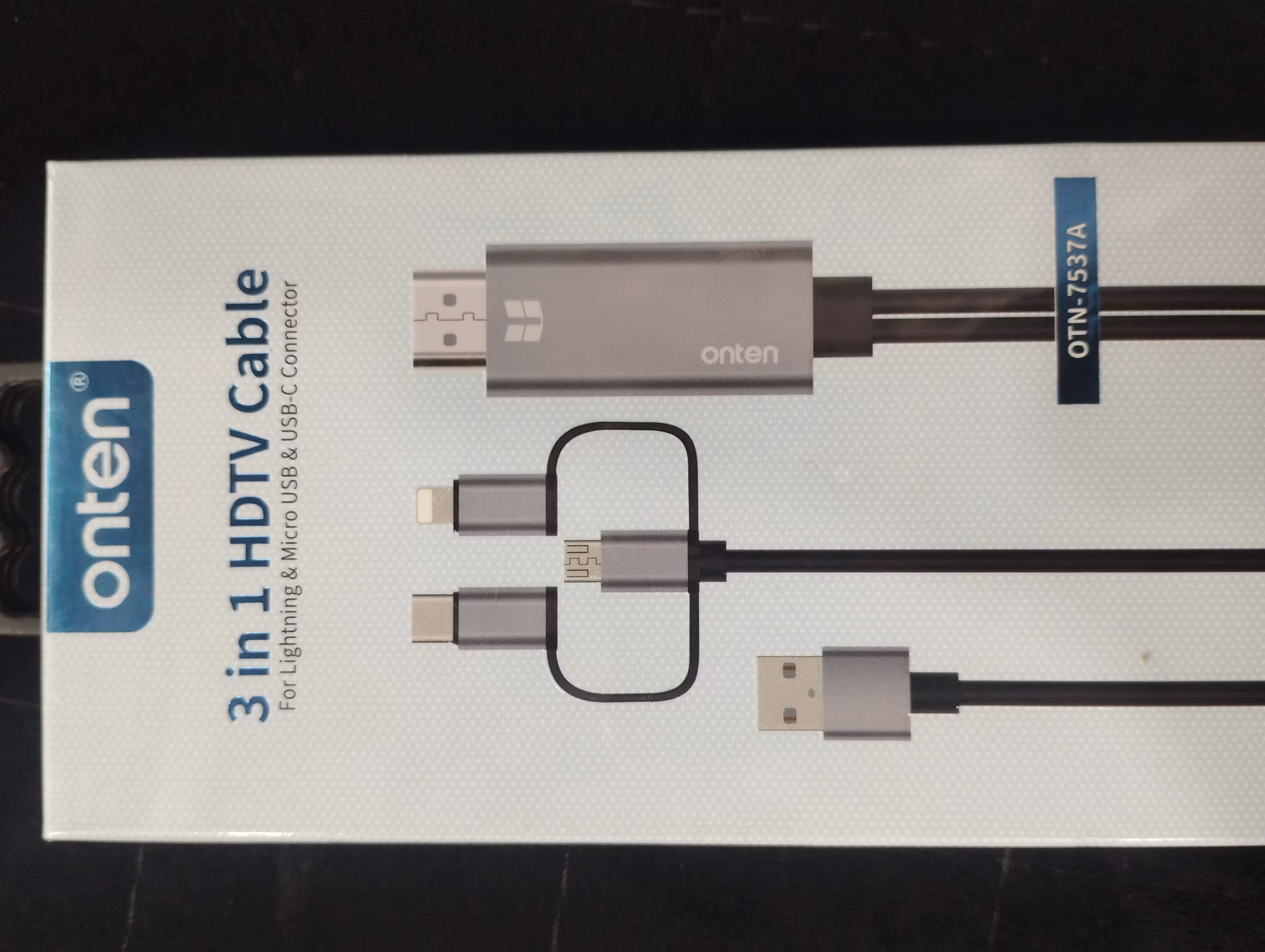 کابل HDMI سه کاره آنتن مدل ONTEN OTN-7537A FOR LIGHTNING/TYPE C/MICRO