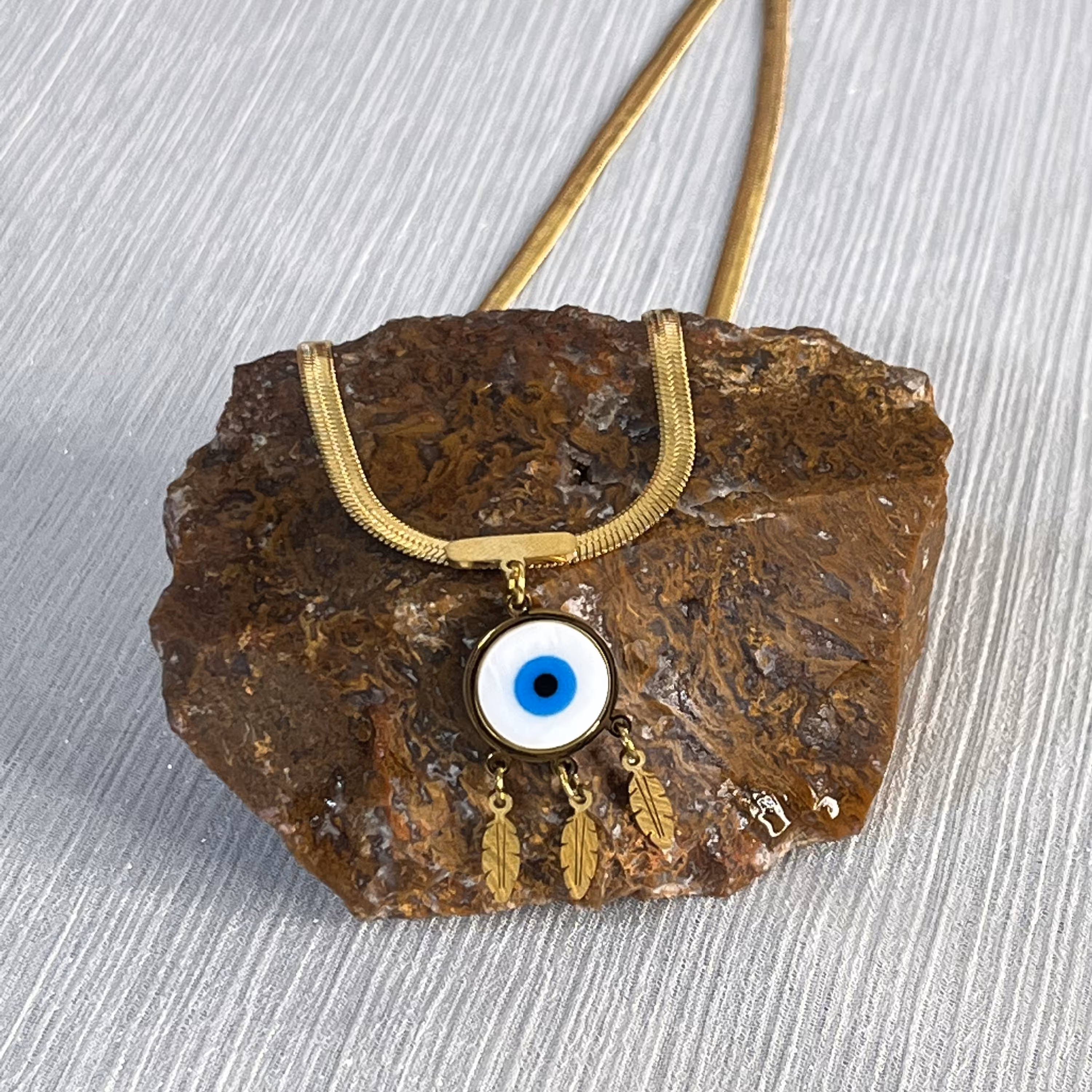 گردنبند ماری و پلاک چشم نظر ازجنس استیل رنگ ثابت وضدحساسیت 