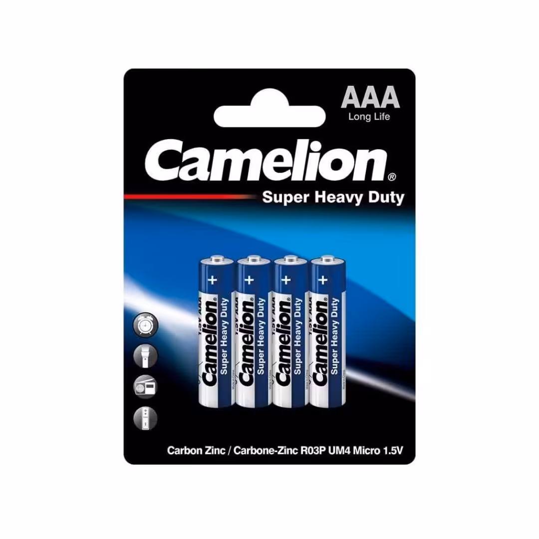 باتری نیم قلمی کملیون معمولی Super Heavy Duty بسته 4 تایی کارتی (عمده و خرده)