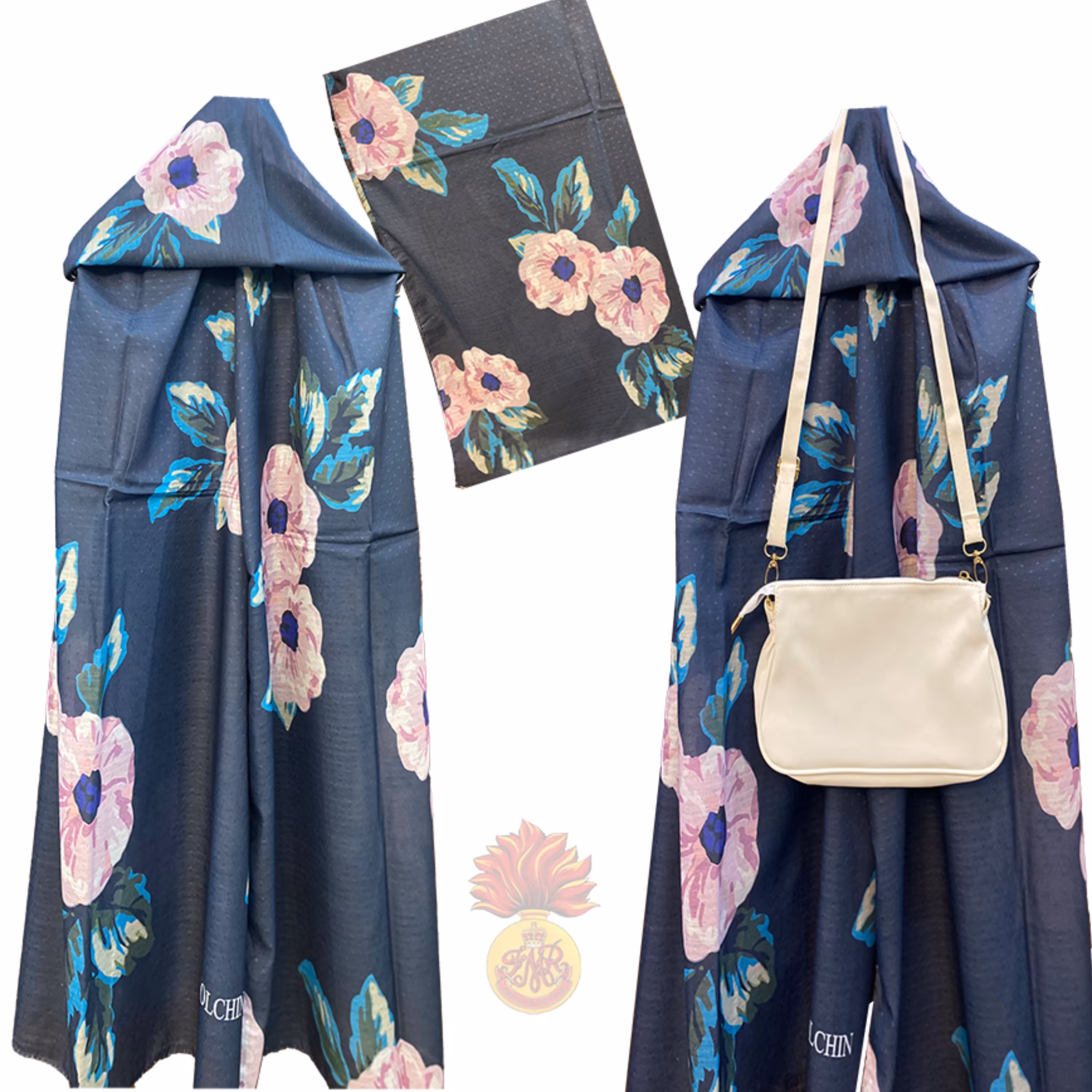 شال نخی چاپی عرض 70 سانت به قیمت عمده کد 016