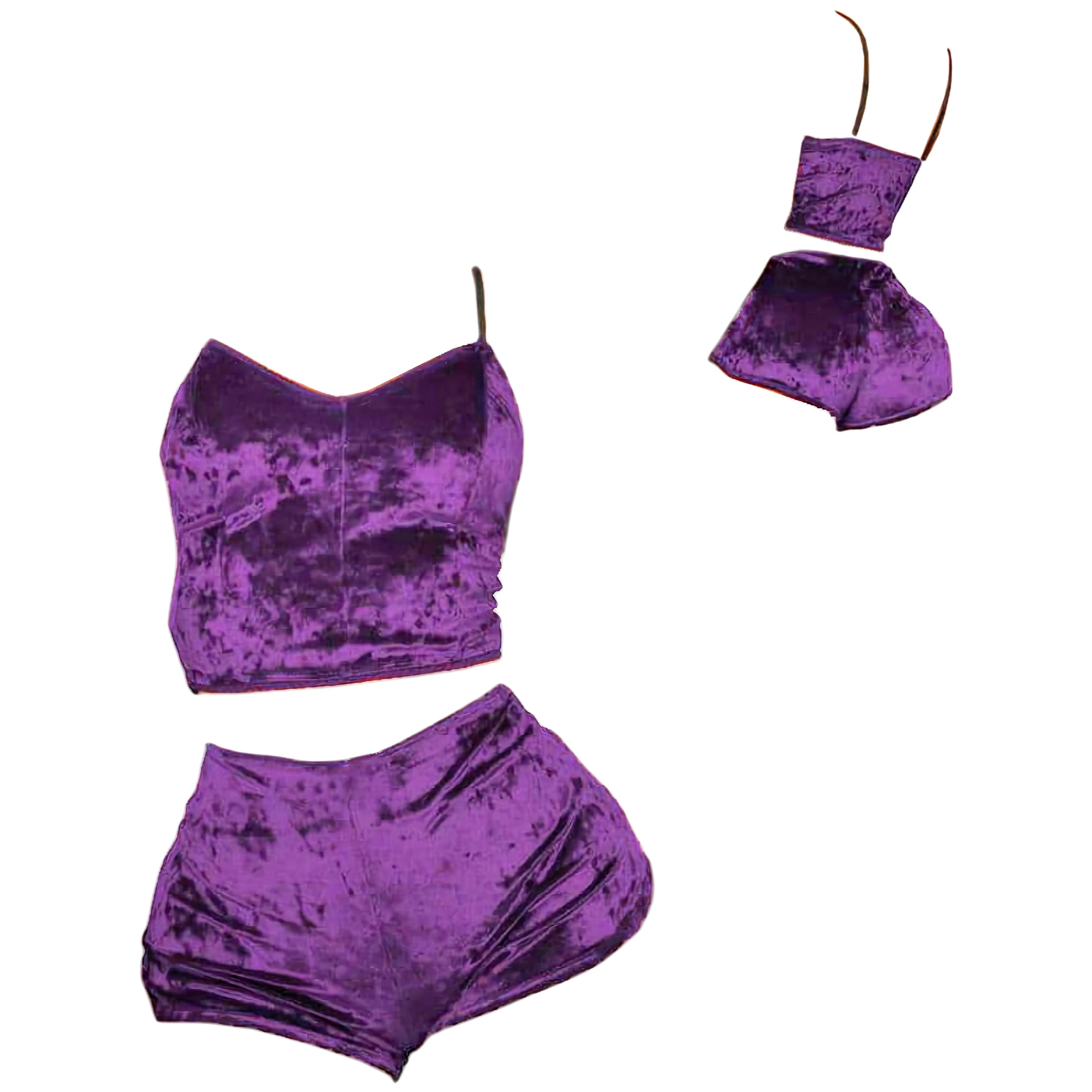 ست تاپ و شورتک مخمل (رنگ بنفش)