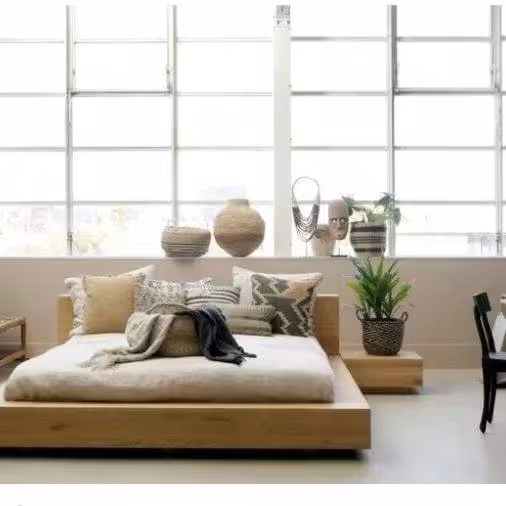 تخت خواب مینیمال چوبی با روکش بلوط سایز 200*180 کد 455