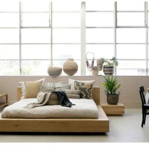 تخت خواب مینیمال چوبی با روکش بلوط سایز 200*180 کد 455