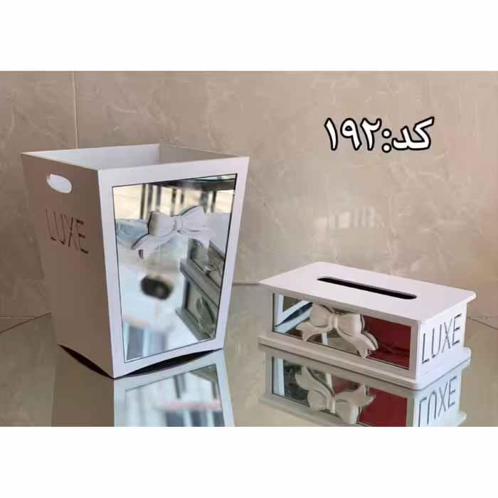 سطل و جادستمال چوبی پاپیونی در جه یک رنگ سفید ارسال رایگان