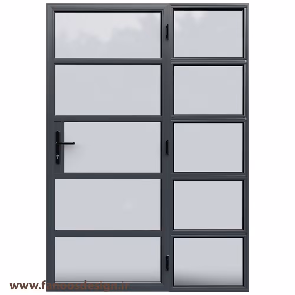 درب فلزی شیشه خور یک و نیم لنگه کد 30696