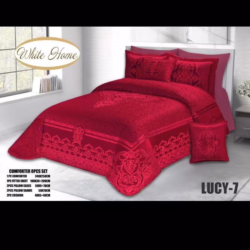 روتختی مخمل پنلی ترک درجه یک برند وایت هوم طرح لوسی قرمز