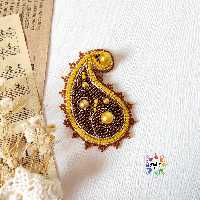 سنجاق سینه جواهردوزی  بوته جغه قهوه ای