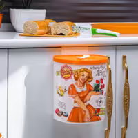 سطل زباله پلاستیکی  سطل کابینتی درب دار  برند رزمن  در رنگهای شاد طرحهای جذاب  