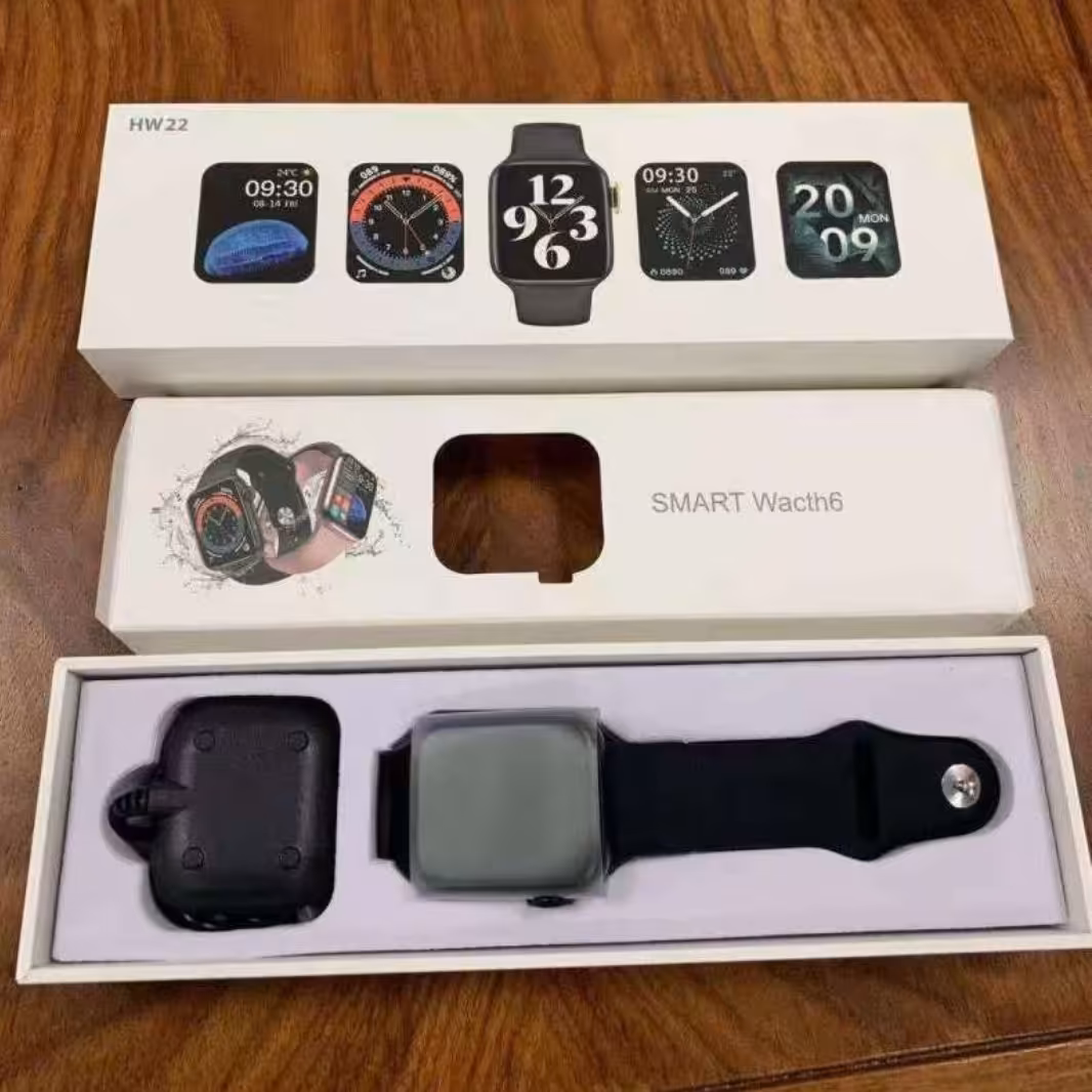 ساعت هوشمند hw22 طرح اپلی واچ 7 سری 6، بند سیلیکونی ، مشکی 