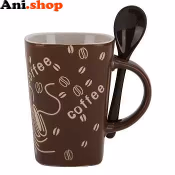 لیوان قاشق دار راشا طرح COffee کد C54