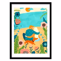 قیمت و خرید تابلو دکوراتیو مدل نقاشی گرافیکی زوج و ساحل کد 1913