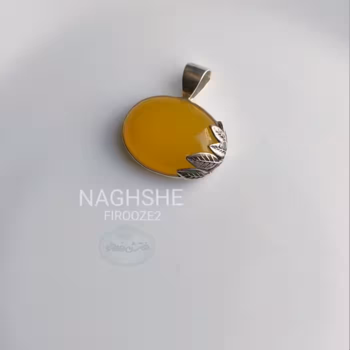 گردنبند نقره عقیق پرتقالی طرح برگ دست ساز