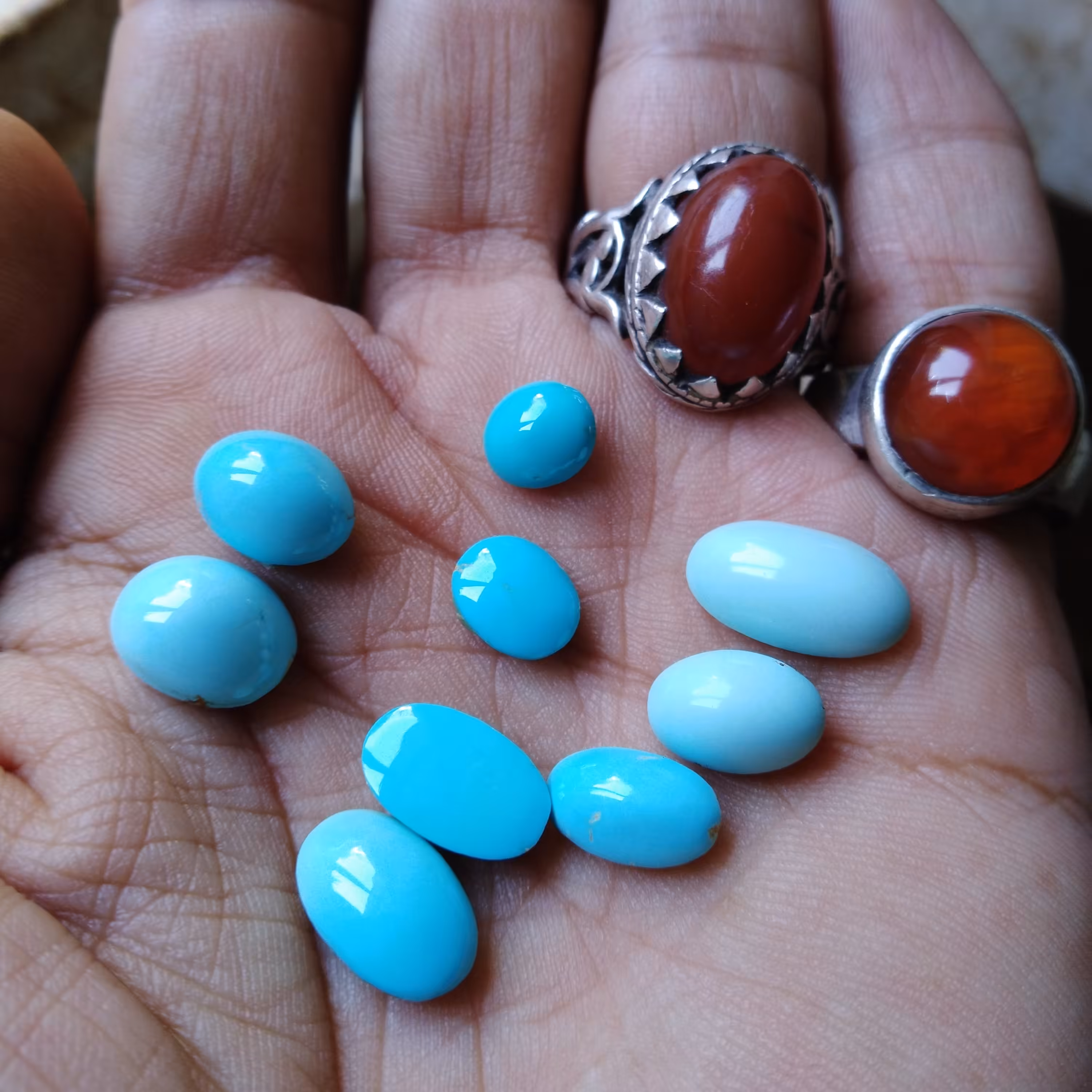 پک 9 عددی فیروزه نیشابور محک طبیعی ، ابی اسمونی ، پاک پاک پاک ، جواهر واقعی به ضمانت معدنی و بدون احیا