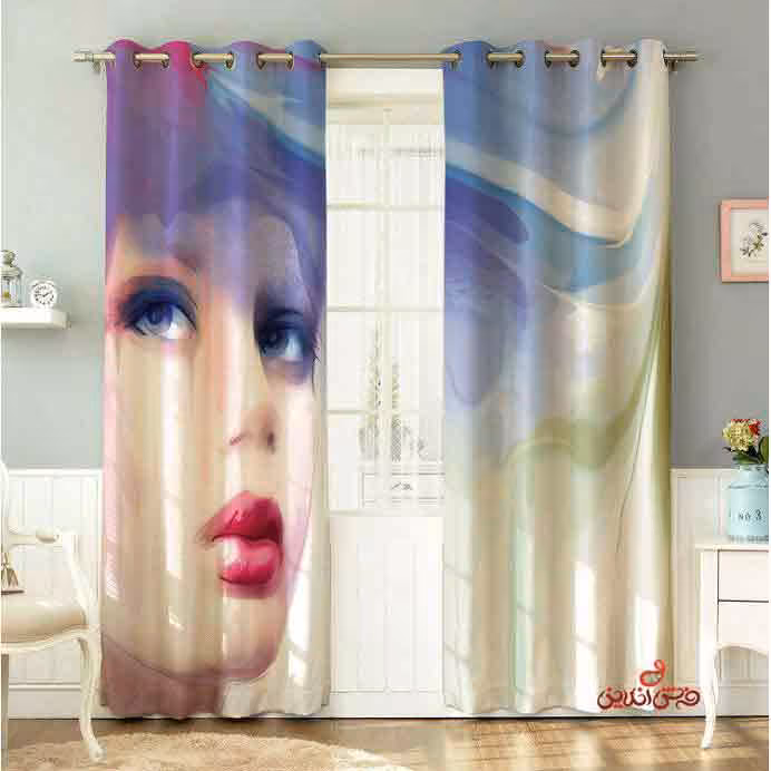 پرده 2عددی طرح زن آبرنگی کد 2175