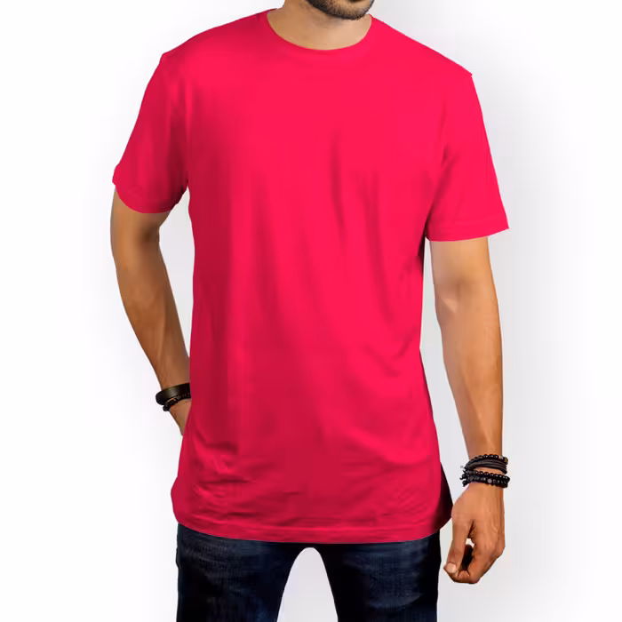 تیشرت نخی آریوس سرخابی آستین کوتاه مردانه (دارای سایزبندی)