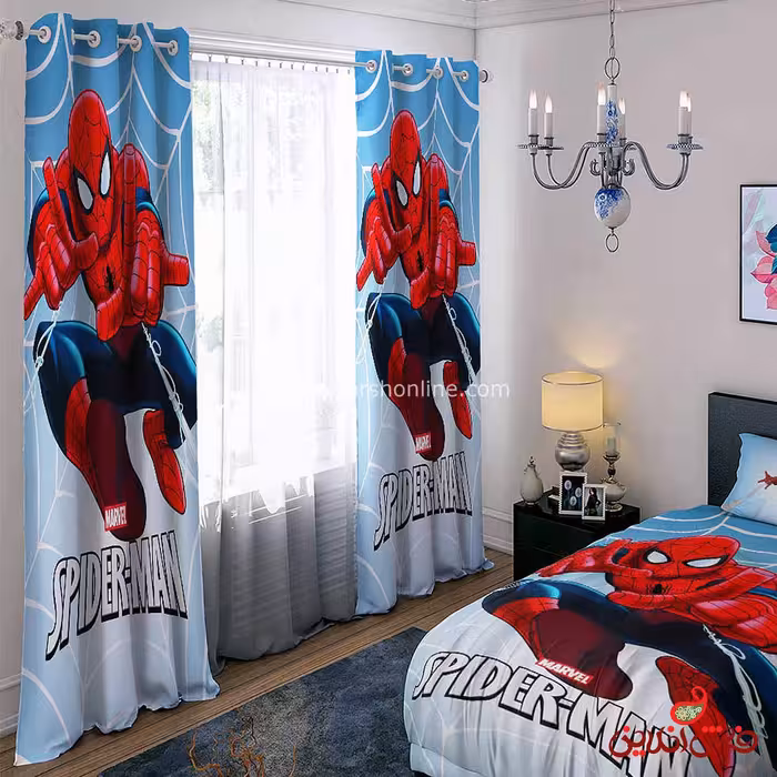 پرده 2 عددی کد 15631/1 طرح مرد عنکبوتی