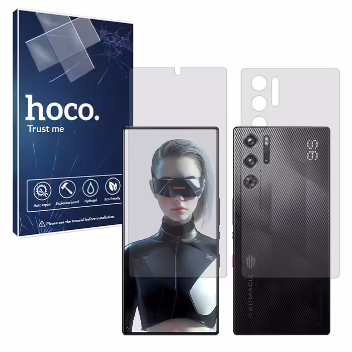 گلس صفحه نمایش و پشت گوشی نوبیا Red Magic 9s Pro مدل شفاف برند هوکو کد SS