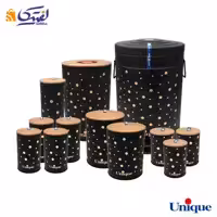 سرویس 12 پارچه آشپزخانه فانتزی یونیک مشکی توپی درب بامبو UN-8015