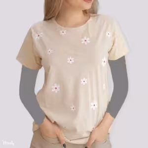 تیشرت زنانه تمام چاپ بابونه