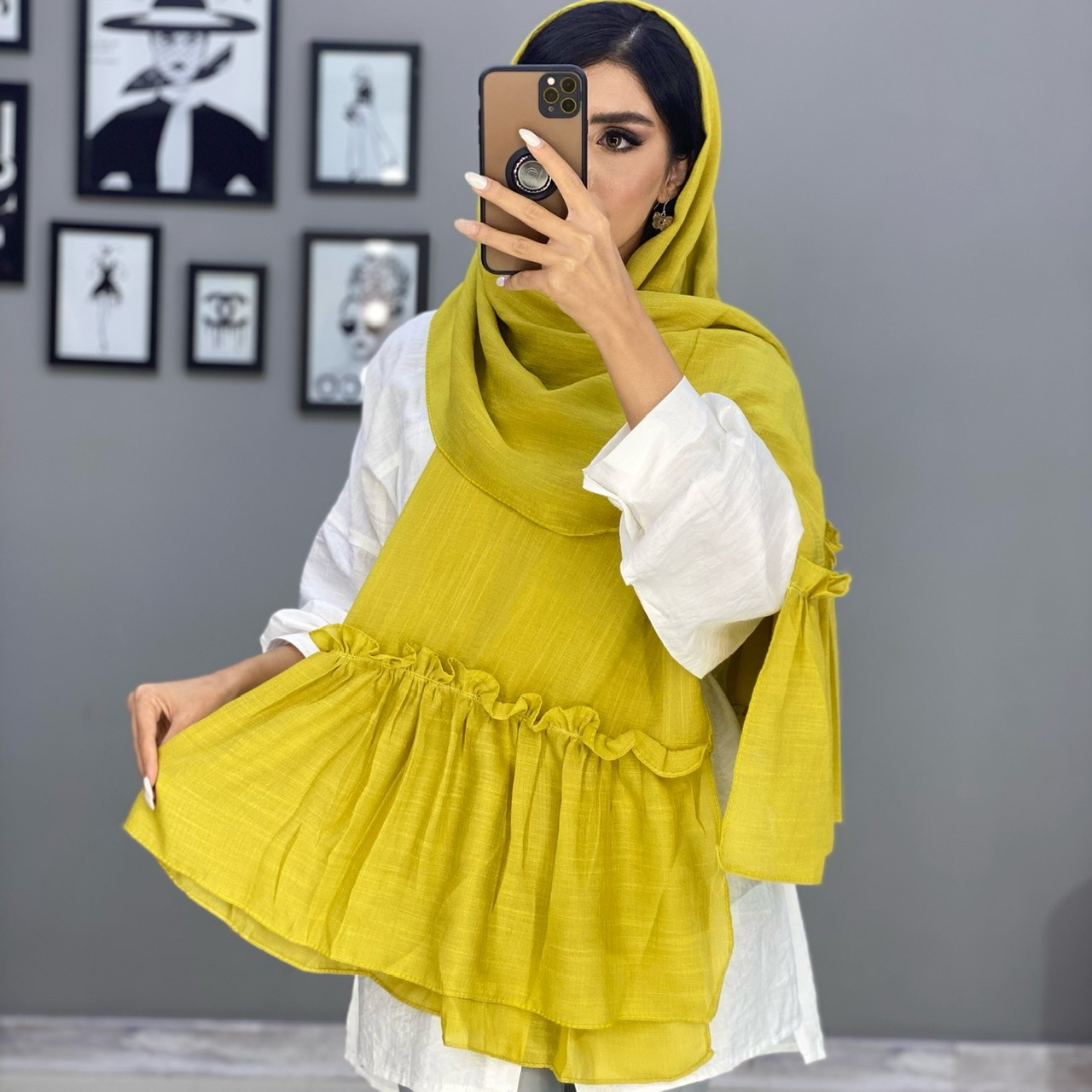 شال بهاره مزونی دامنی چیندار کد 07