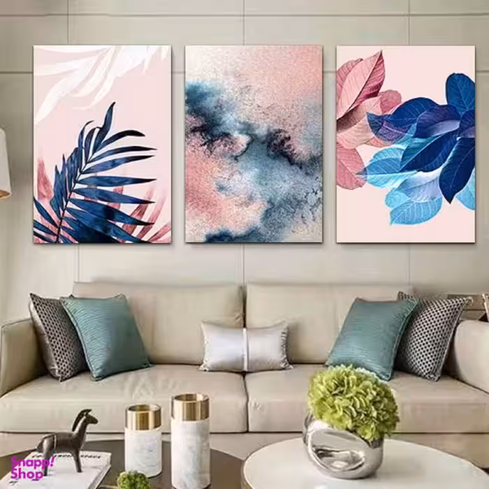 تابلو شاسی بکلیت طرح نقاشی برگ و گل مدل SH-303 مجموعه 3 عددی