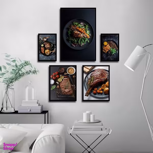 تابلو بکلیت طرح رستوران و استیک گوشت مدل B-1805 مجموعه 5 عددی