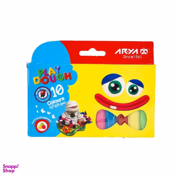 خمیر 10 رنگ جعبه مقوایی آریا (Arya) کد 1048