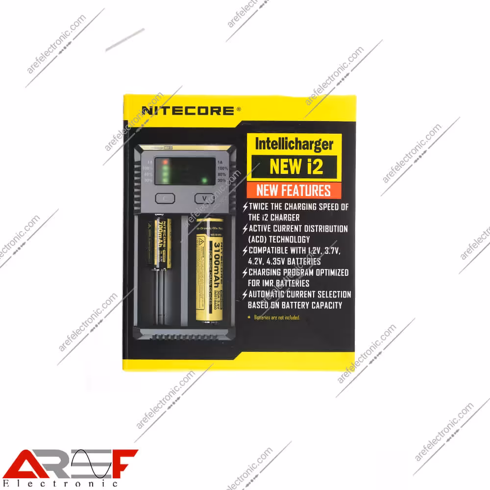 شارژر همه کاره دوتایی NITECORE مدل NEW i2 - فروشگاه عارف الکترونیک