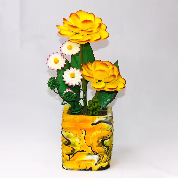 گل گندم شلنگی  رنگ بندی گل و گلدان 