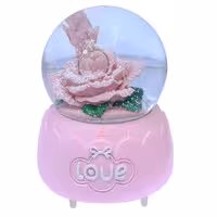 گوی فانتزی بزرگ موزیکال صورتی طرح گل و حلقه