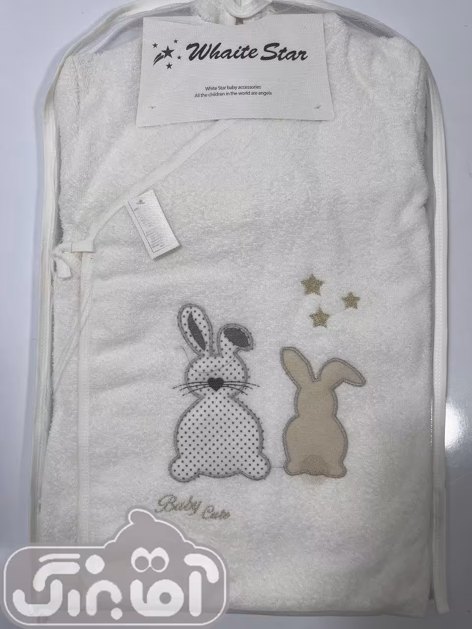 ‎سرویس حوله توری طرح دو خرگوش سفید مای ملی