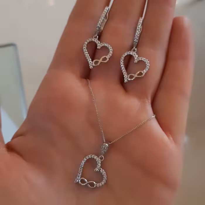 نیم ست نقره قلب و بینهایت