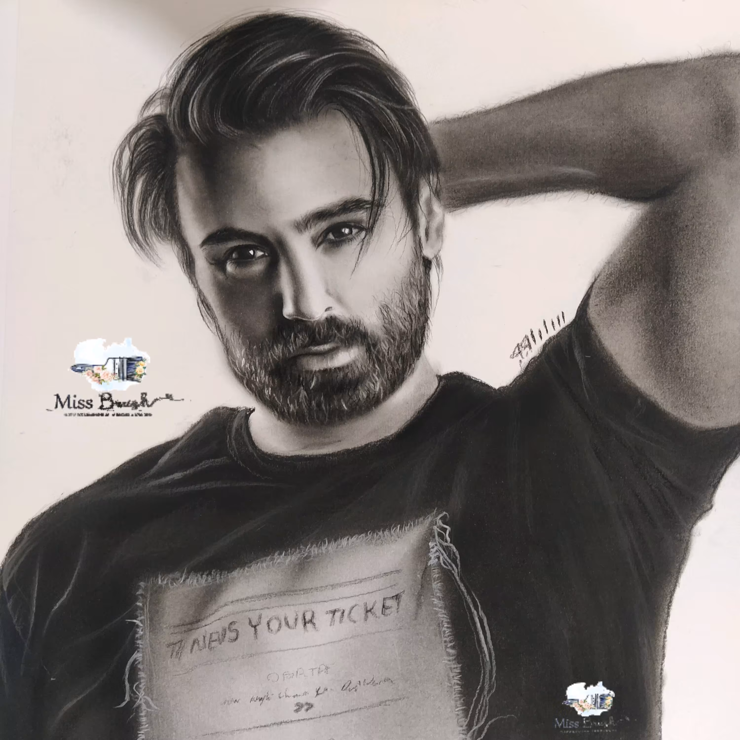 طراحی چهره سیاه قلم (A3)