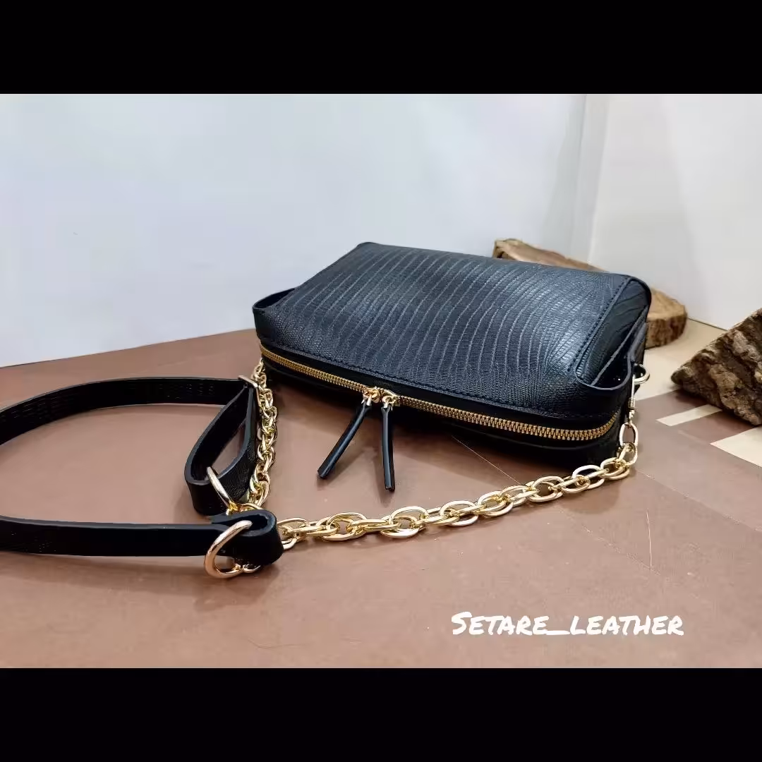 کیف زنانه دستدوز با چرم اصل گاوی