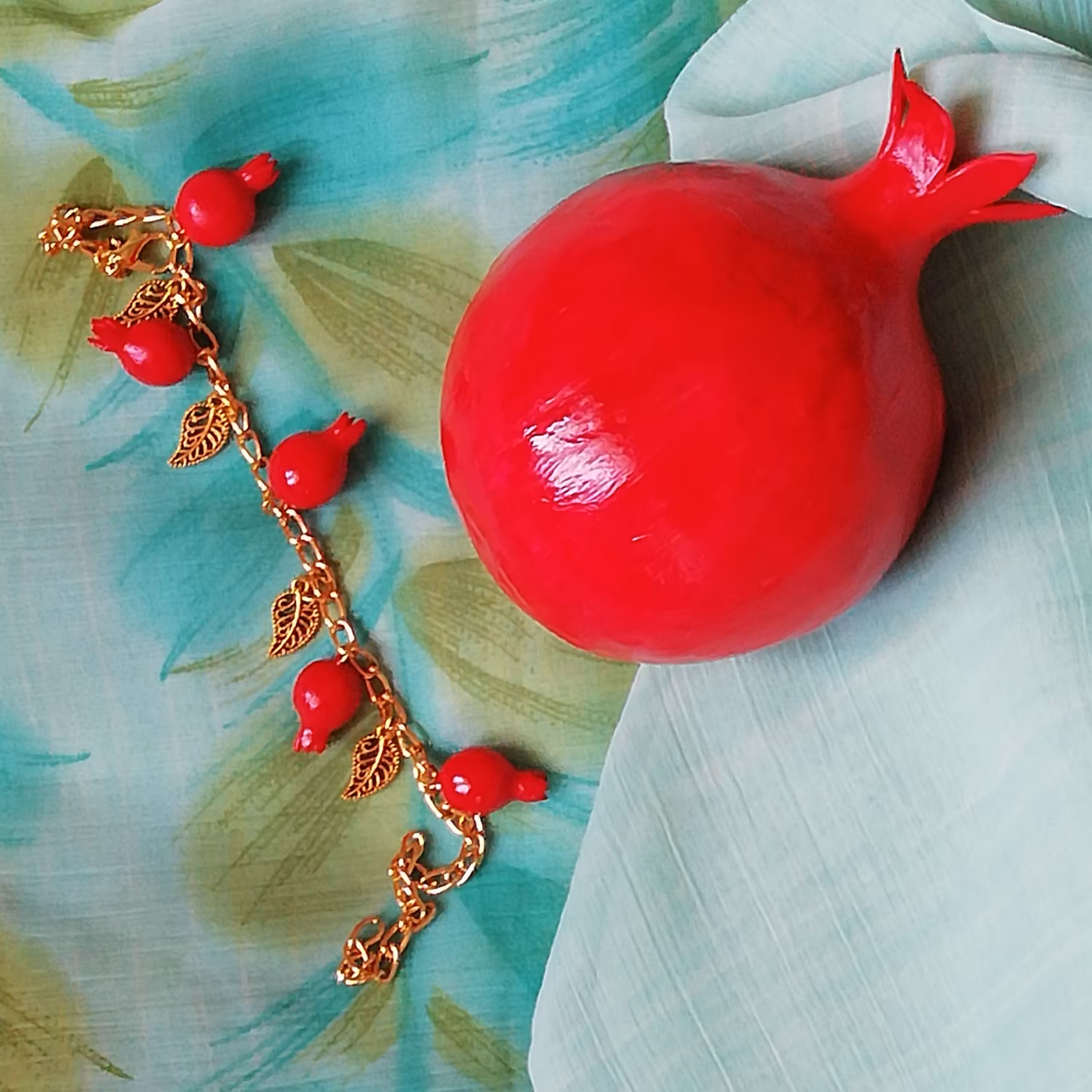 دستبند یلدایی طرح انار با طول 20 سانت