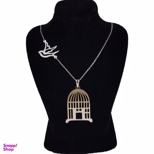گردنبند نقره طرح پرنده و قفس