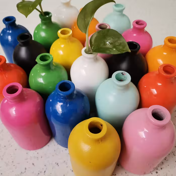 گلدان شیشه ای رنگی مات