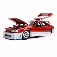 ماکت ماشین - فورد موستانگ 1989 GT رنگ قرمز نقره ای - 1989 Ford Mustang GT - مقیاس 1.24 برند جادا Jada - فلزی - فول بازشو