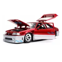 ماکت ماشین - فورد موستانگ 1989 GT رنگ قرمز نقره ای - 1989 Ford Mustang GT - مقیاس 1.24 برند جادا Jada - فلزی - فول بازشو