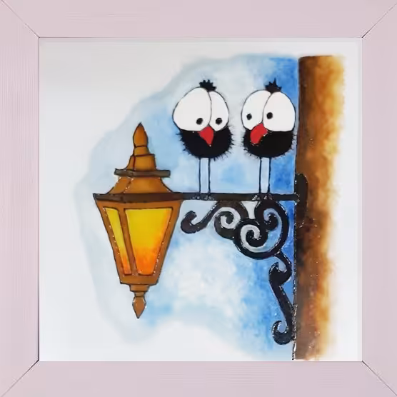 تابلو ویترای طرح جوجه کلاغ