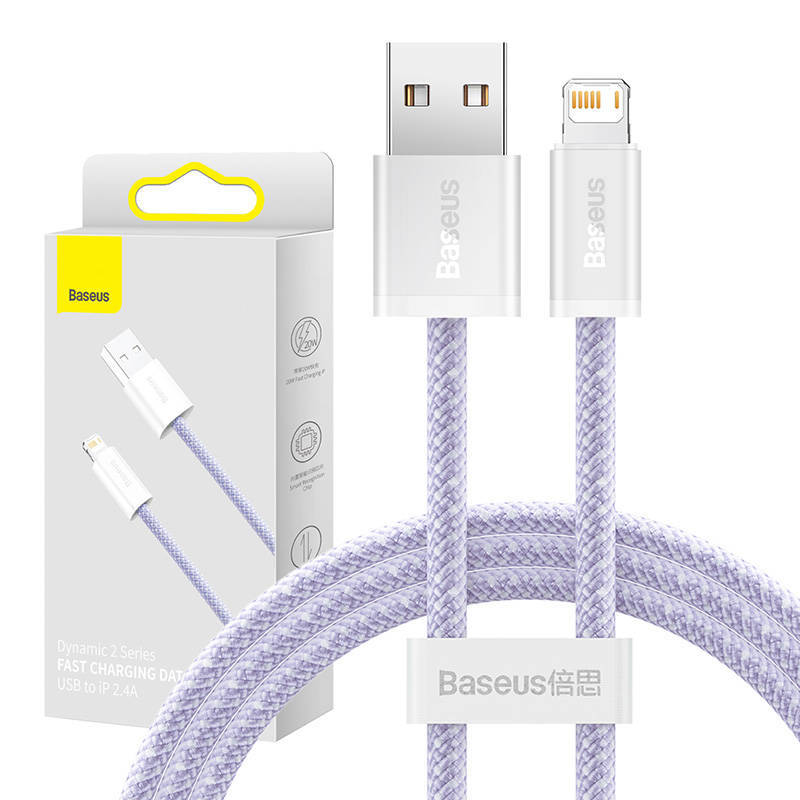 کابل شارژ لایتنینگ باسئوس با طول 1 متر مدل Baseus Dynamic2 Fast Charging Data Cable A-iP 2.4A 1m CALD040005