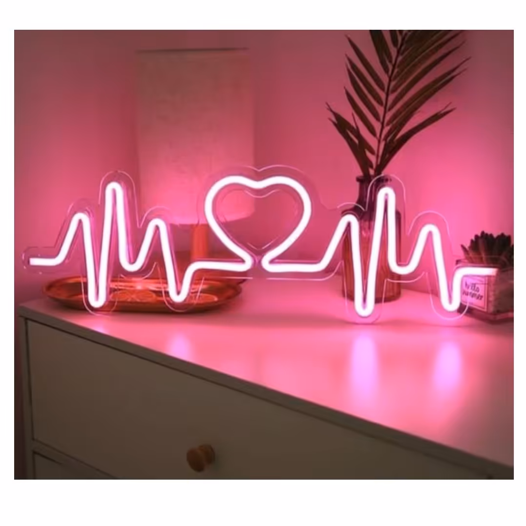 تابلو نئون طرح ضربان و قلب رنگبندی کامل عرضه به همراه آداپتور جهت روشن شدن
