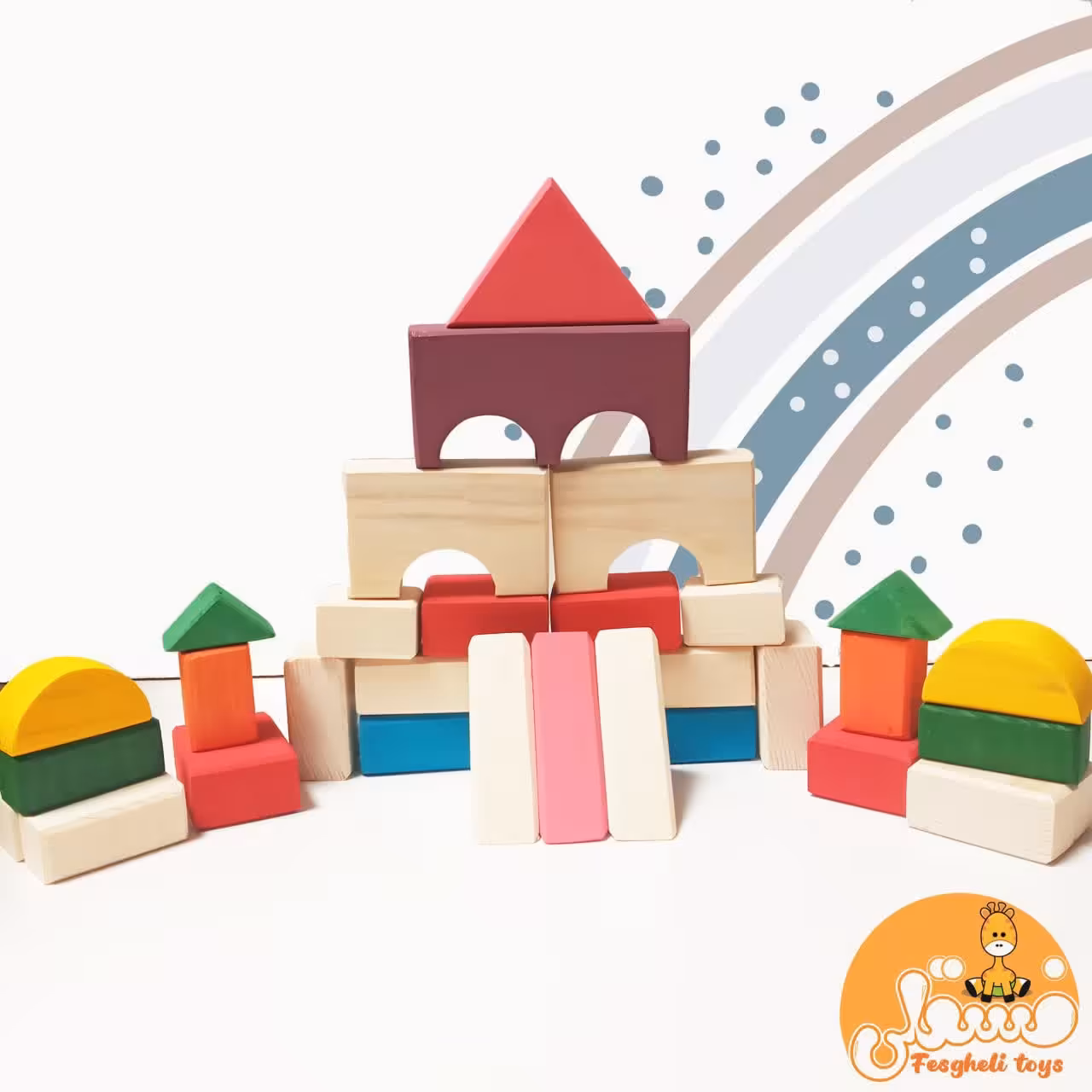 آجرهای رنگی چوبی 35 تکه  دست ساز 