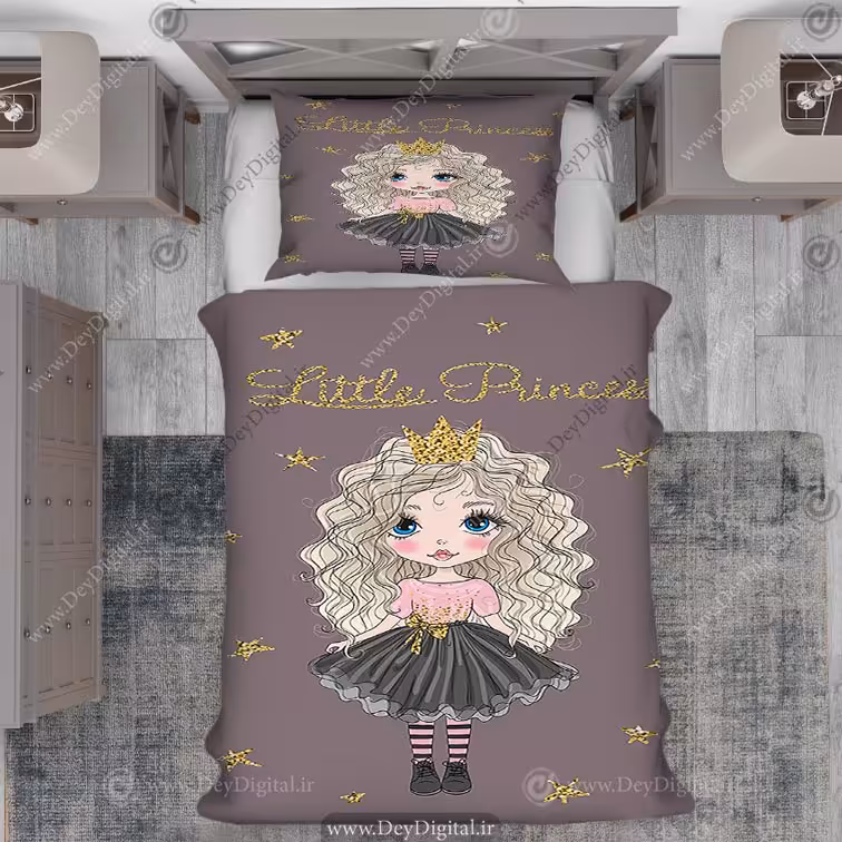 قیمت روتختی فانتزی و ساده دخترانه طرح پرنسسی مو فرفری pk-2798