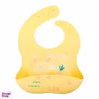 پیشبند سیلیکونی زرد کاسه دار طرح خرگوش