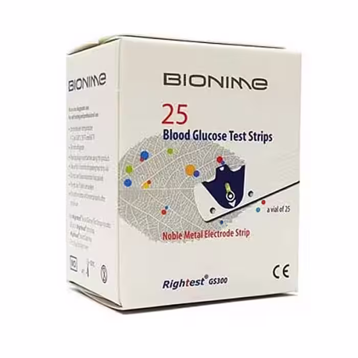 نوار تست قند خون بایونیم (Bionime) بسته 25 عددی