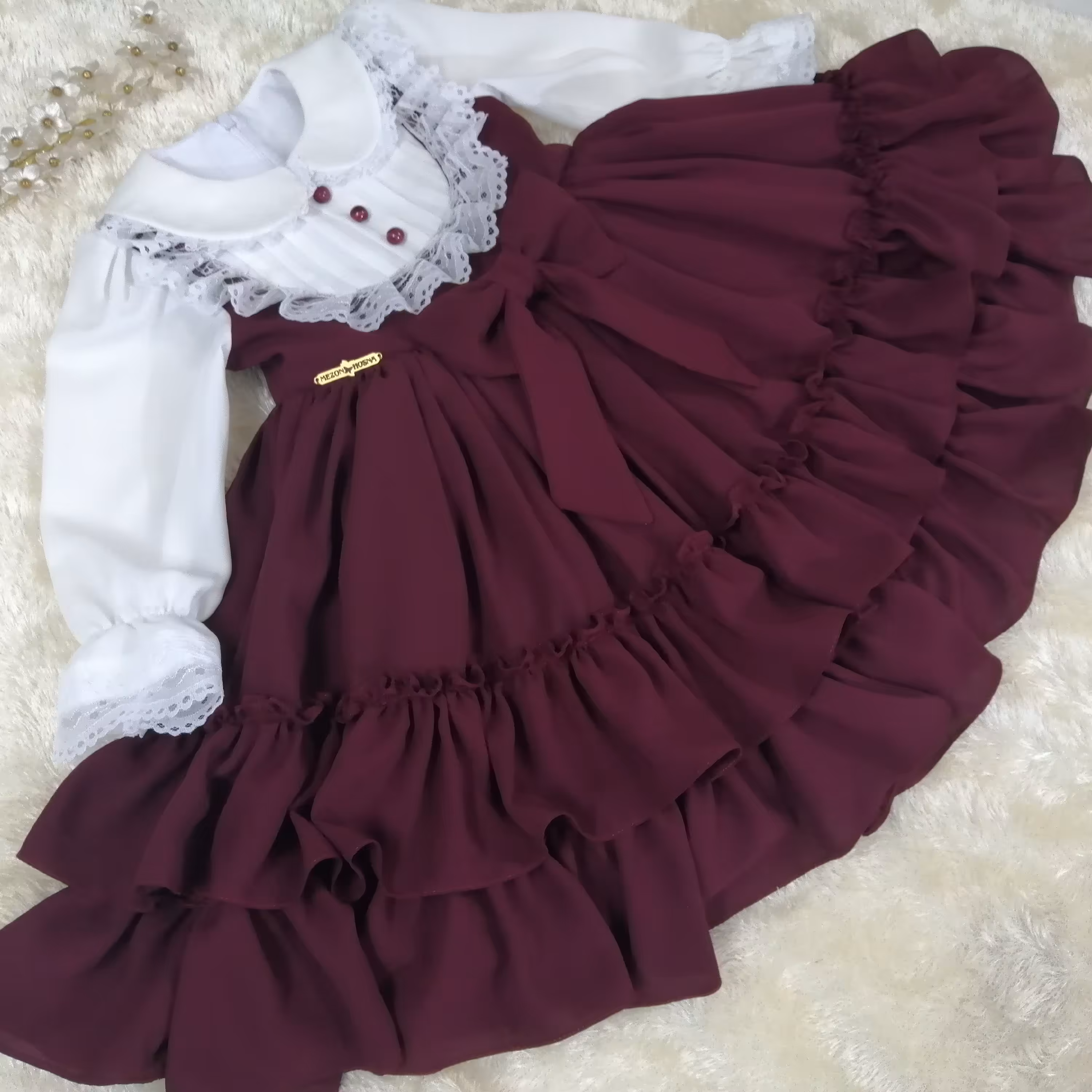 پیراهن پرنسسی پرکار2(فعلا در دو رنگ سورمه ای وبادمجونی(بنفش تیره) برای 1 تا7 سال