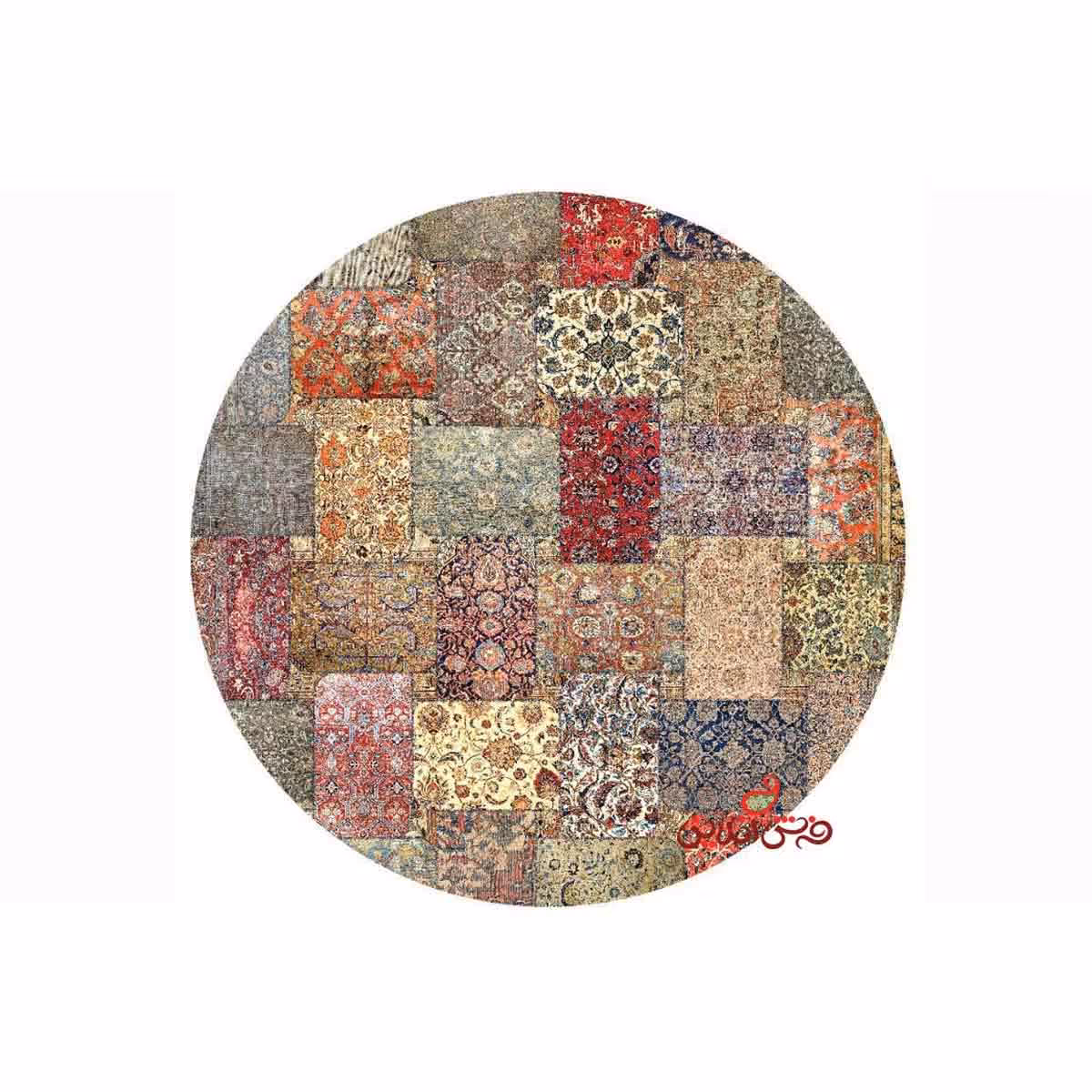 فرش ماشینی گرد کلاریس کلکسیون چهل تیکه کد 100501