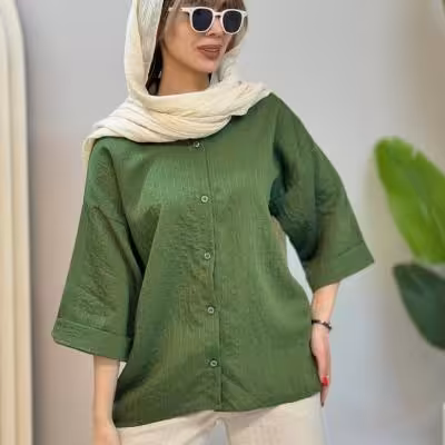 مانتو اسپرت زنانه نخ پنبه مدل شومیزی